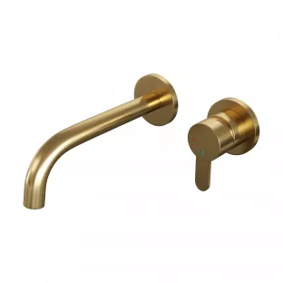 Brauer Edition built-in basin mixer - curved spout - rosettes - model D - lever right - brushed gold PVD