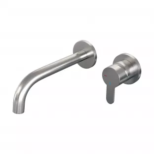 Brauer Edition built-in basin mixer - curved spout - rosettes - model D - lever right - brushed stainless steel PVD