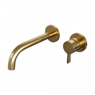 Brauer Edition built-in basin mixer - curved spout - rosettes - model E - lever right - brushed gold PVD