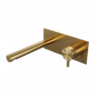 Brauer Edition built-in basin mixer - straight spout - cover plate - model B - lever right - brushed gold PVD