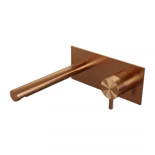 Brauer Edition built-in basin mixer - straight spout - cover plate - model B - lever right - brushed copper PVD