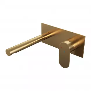 Brauer Edition built-in basin mixer - straight spout - cover plate - model C - lever right - brushed gold PVD