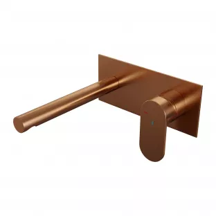 Brauer Edition built-in basin mixer - straight spout - cover plate - model C - lever right - brushed copper PVD