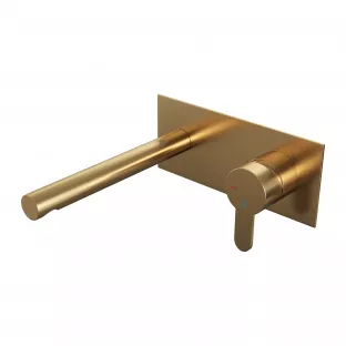 Brauer Edition built-in basin mixer - straight spout - cover plate - model D - lever right - brushed gold PVD