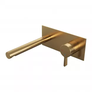 Brauer Edition built-in basin mixer - straight spout - cover plate - model E - lever right - brushed gold PVD