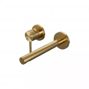 Brauer Edition built-in basin mixer - straight spout - rosettes - Carving - lever left - brushed gold PVD