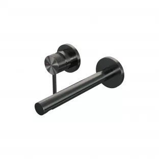 Brauer Edition built-in basin mixer - straight spout - rosettes - Carving - lever left - brushed gunmetal PVD