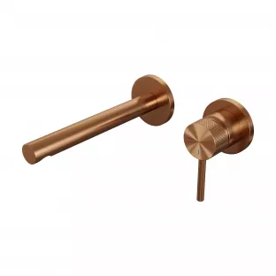 Brauer Edition built-in basin mixer - straight spout - rosettes - Carving - lever right - brushed copper PVD