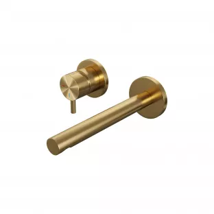 Brauer Edition built-in basin mixer - straight spout - rosettes - model B - lever left - brushed gold PVD