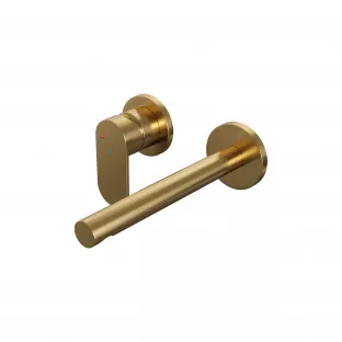 Brauer Edition built-in basin mixer - straight spout - rosettes - model C - lever left - brushed gold PVD