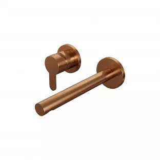 Brauer Edition built-in basin mixer - straight spout - rosettes - model D - lever left - brushed copper PVD