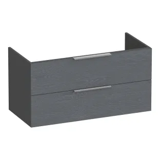 Brauer Elevate washbasin cabinet excl. handles - 100x46x50 cm - 2 drawers without handles - 1 siphon recess - MDF lacquered - Matt Grey