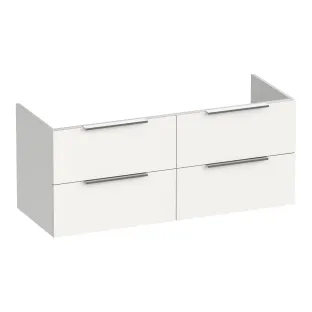 Brauer Elevate wastafelonderkast excl. opleggrepen - 120x46x50 cm - 4 laden greeploos - 2 sifonuitsparingen - MDF gelakt - Glans wit