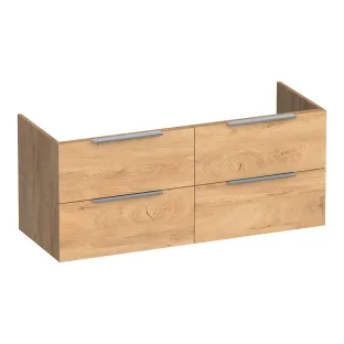 Brauer Elevate washbasin cabinet excl. handles - 120x46x50 cm - 4 drawers without handles - 2 siphon cut-outs - MFC - Forest Tan