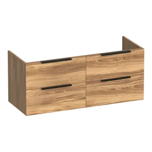 Brauer Elevate washbasin cabinet excl. handles - 120x46x50 cm - 4 drawers without handles - 2 siphon cut-outs - MFC - Honey