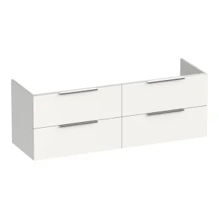 Brauer Elevate washbasin cabinet excl. handles - 140x46x50 cm - 4 drawers without handles - 2 siphon cut-outs - MDF lacquered - Matt White