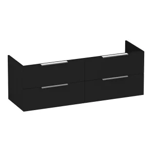 Brauer Elevate washbasin cabinet excl. handles - 140x46x50 cm - 4 drawers without handles - 2 siphon cut-outs - MDF lacquered - Matt Black