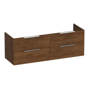 Brauer Elevate washbasin cabinet excl. handles - 140x46x50 cm - 4 drawers without handles - 2 siphon cut-outs - MFC - Forest Cacao