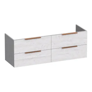 Brauer Elevate washbasin cabinet excl. handles - 140x46x50 cm - 4 drawers without handles - 2 siphon cut-outs - MFC - Forest Seashell