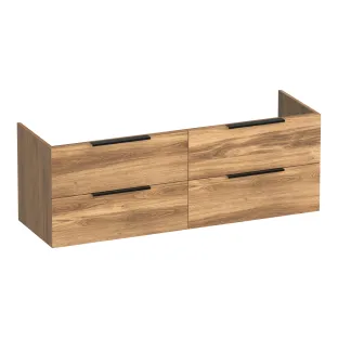 Brauer Elevate washbasin cabinet excl. handles - 140x46x50 cm - 4 drawers without handles - 2 siphon cut-outs - MFC - Honey