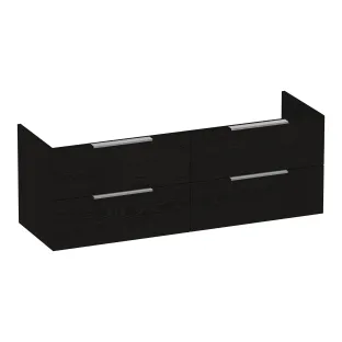 Brauer Elevate washbasin cabinet excl. handles - 140x46x50 cm - 4 drawers without handles - 2 siphon cut-outs - MFC - Timber Black
