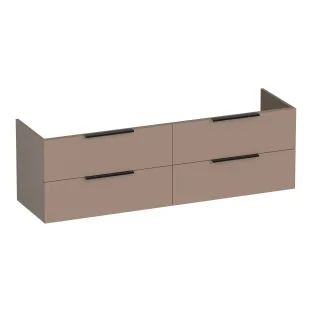Brauer Elevate washbasin cabinet excl. handles - 160x46x50 cm - 4 drawers without handles - 2 siphon cut-outs - MDF lacquered - Matt Mocha
