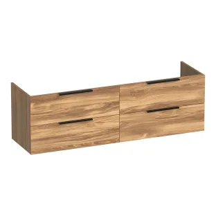 Brauer Elevate washbasin cabinet excl. handles - 160x46x50 cm - 4 drawers without handles - 2 siphon cut-outs - MFC - Honey