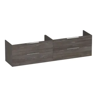 Brauer Elevate washbasin cabinet excl. handles - 200x46x50 cm - 4 drawers without handles - 2 siphon cut-outs - MFC - Driftwood