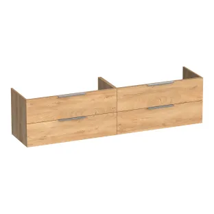 Brauer Elevate washbasin cabinet excl. handles - 200x46x50 cm - 4 drawers without handles - 2 siphon cut-outs - MFC - Forest Tan