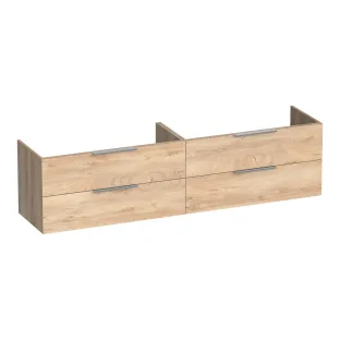 Brauer Elevate wastafelonderkast excl. opleggrepen - 200x46x50 cm - 4 laden greeploos - 2 sifonuitsparingen - MFC - Forest Wheat