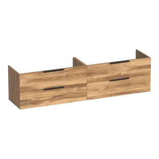 Brauer Elevate washbasin cabinet excl. handles - 200x46x50 cm - 4 drawers without handles - 2 siphon cut-outs - MFC - Honey