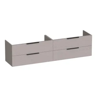 Brauer Elevate washbasin cabinet excl. handles - 200x46x50 cm - 4 drawers without handles - 2 siphon cut-outs - MFC - Timber Greige