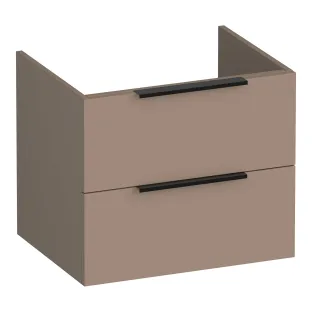 Brauer Elevate washbasin cabinet excl. handles - 60x46x50 cm - 2 drawers without handles - 1 siphon recess - MDF lacquered - Matt Mocha