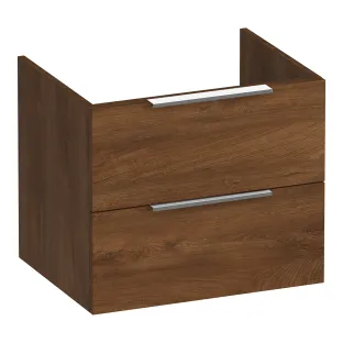 Brauer Elevate wastafelonderkast excl. opleggrepen - 60x46x50 cm - 2 laden greeploos - 1 sifonuitsparing - MFC - Forest Cacao