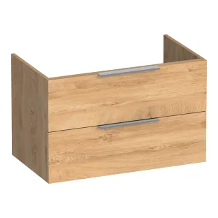 Brauer Elevate wastafelonderkast excl. opleggrepen - 80x46x50 cm - 2 laden greeploos - 1 sifonuitsparing - MFC - Forest Tan