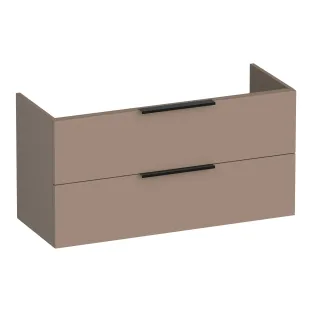 Brauer Elevate wastafelonderkast ondiep excl. opleggrepen - 100x39x50 cm - 2 laden greeploos - 1 sifonuitsparing - MDF gelakt - Mat Mokka