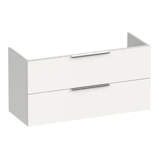 Brauer Elevate wastafelonderkast ondiep excl. opleggrepen - 100x39x50 cm - 2 laden greeploos - 1 sifonuitsparing - MDF gelakt - Mat Wit