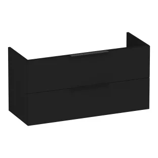 Brauer Elevate washbasin cabinet shallow excl. handles - 100x39x50 cm - 2 drawers handleless - 1 siphon recess - MDF lacquered - Matt Black