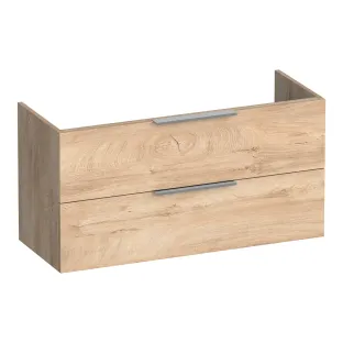 Brauer Elevate wastafelonderkast ondiep excl. opleggrepen - 100x39x50 cm - 2 laden greeploos - 1 sifonuitsparing - MFC - Forest Wheat