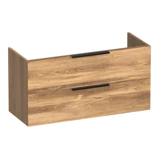 Brauer Elevate washbasin cabinet shallow excl. handles - 100x39x50 cm - 2 drawers without handles - 1 siphon recess - MFC - Honey