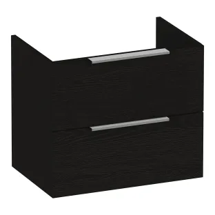Brauer Elevate washbasin cabinet shallow excl. handles - 60x39x50 cm - 2 drawers without handles - 1 siphon recess - MFC - Timber Black