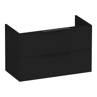 Brauer Elevate washbasin cabinet shallow excl. handles - 80x39x50 cm - 2 drawers without handles - 1 siphon recess - MDF lacquered - Matt Black