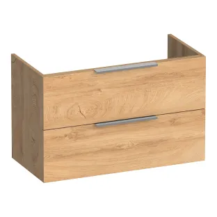 Brauer Elevate washbasin cabinet shallow excl. handles - 80x39x50 cm - 2 drawers handleless - 1 siphon recess - MFC - Forest Tan