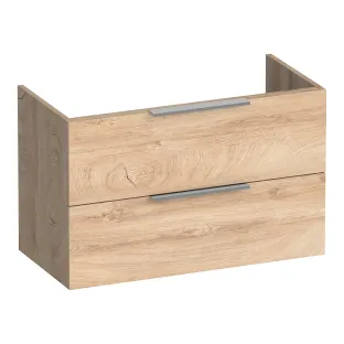Brauer Elevate wastafelonderkast ondiep excl. opleggrepen - 80x39x50 cm - 2 laden greeploos - 1 sifonuitsparing - MFC - Forest Wheat
