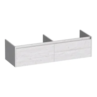 Brauer Embrace washbasin cabinet - 140x46x35 cm - 2 drawers without handles - 2 siphon cut-outs - MFC - Forest Seashell