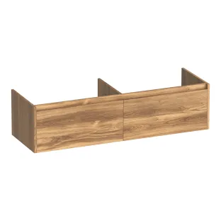 Brauer Embrace washbasin cabinet - 140x46x35 cm - 2 drawers without handles - 2 siphon cut-outs - MFC - Honey
