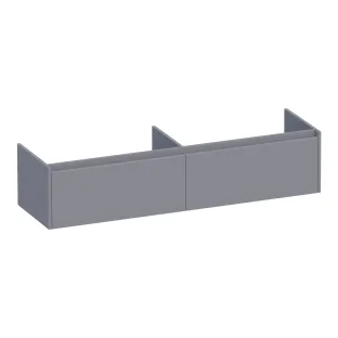 Brauer Embrace wastafelonderkast - 160x46x35 cm - 2 laden greeploos - 2 sifonuitsparingen - MDF gelakt - Mat Grijs