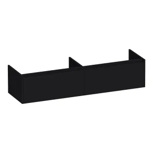 Brauer Embrace wastafelonderkast - 160x46x35 cm - 2 laden greeploos - 2 sifonuitsparingen - MDF gelakt - Mat Zwart