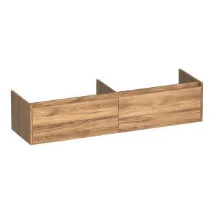 Brauer Embrace wastafelonderkast - 160x46x35 cm - 2 laden greeploos - 2 sifonuitsparingen - MFC - Honey