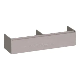 Brauer Embrace washbasin cabinet - 160x46x35 cm - 2 drawers handleless - 2 siphon cut-outs - MFC - Timber Greige